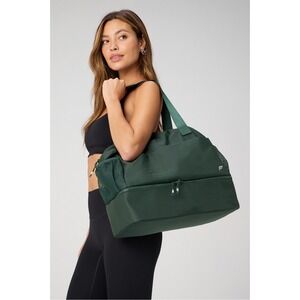 NWT New Fabletics The Essential Gym Bag In Everpine Green Tote Travel Weekender